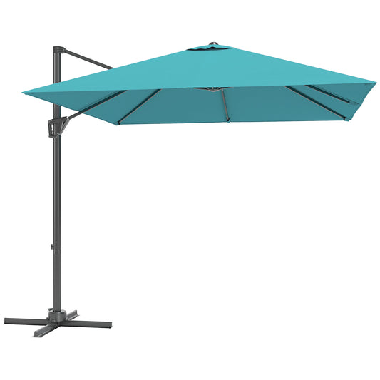 Photo of Outsunny Patio Offset Parasol Umbrella - Blue in Blue colour on a white background
