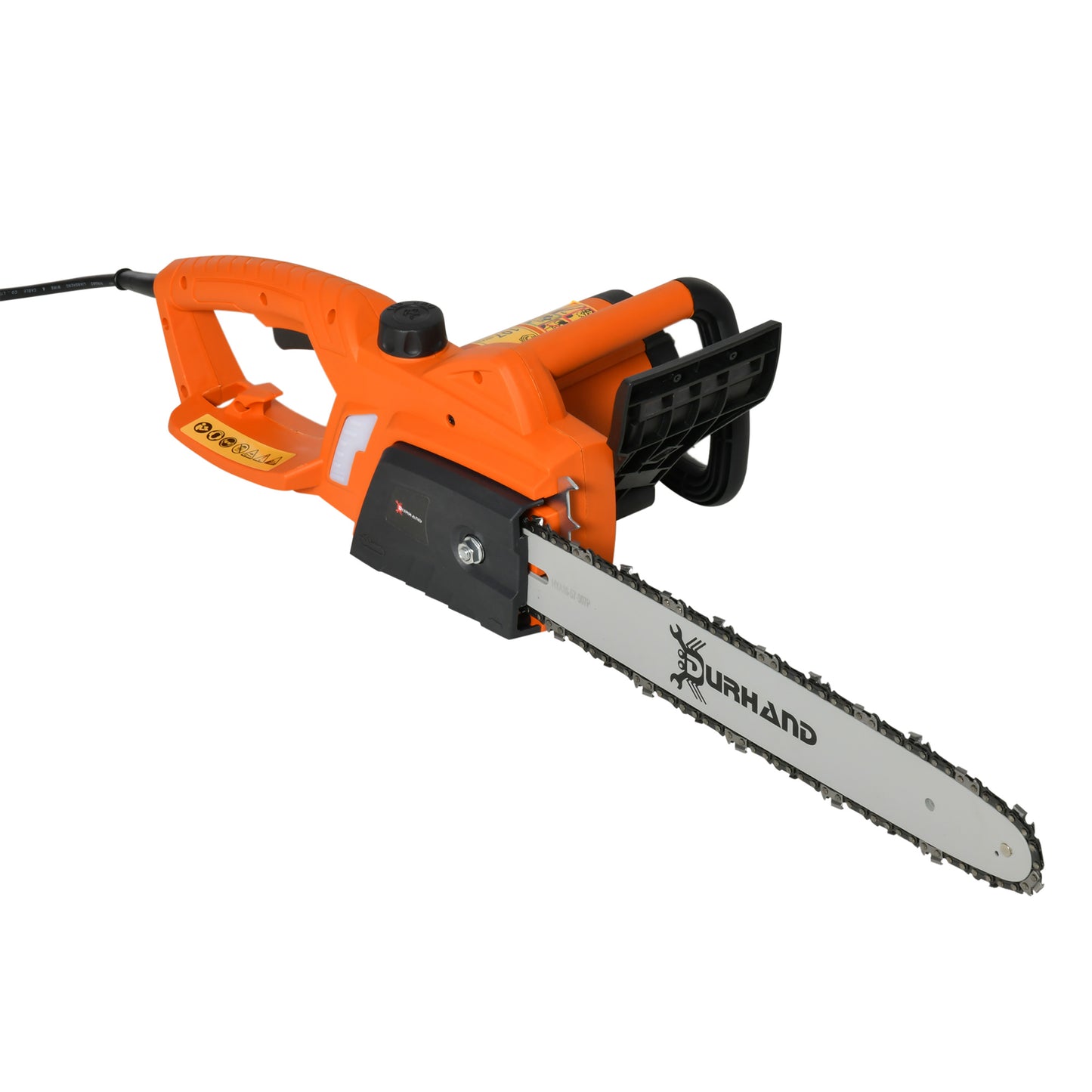 Photo of DURHAND 2000W Powerful Electric Chainsaw, 16" Aluminium Blade Portable Corded Chain Saw, 7250rpm Chain Saw for Garden Tree Pruning, 13m/s Chain Speed Auto Chain Lubrication to Cut Wood, Orange in Orange colour on a white background