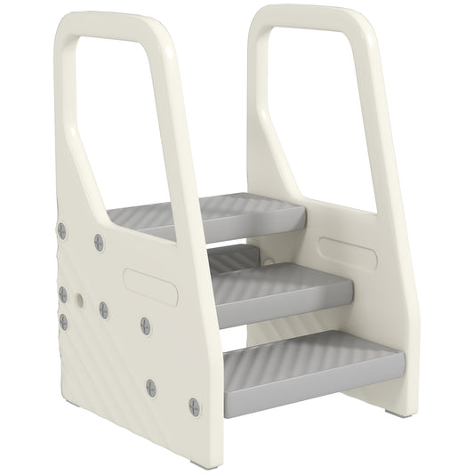Photo of AIYAPLAY Adjustable 3 Step Toddler Tower with Handles, Non-slip Surface and Foot Pads, Grey in Grey colour on a white background