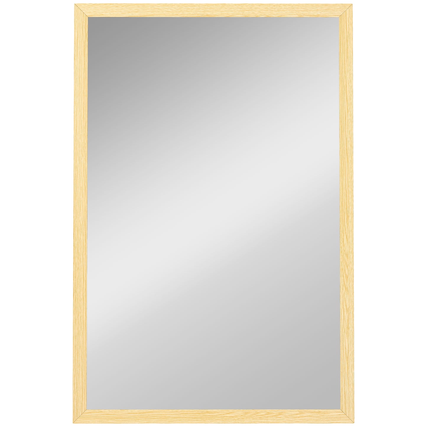 Photo of HOMCOM Wall Bathroom Mirror, 60 x 40 cm Wall-Mounted Mirror for Living Room, Bedroom, Hallway, Natural Wood Finish in Finish colour on a white background