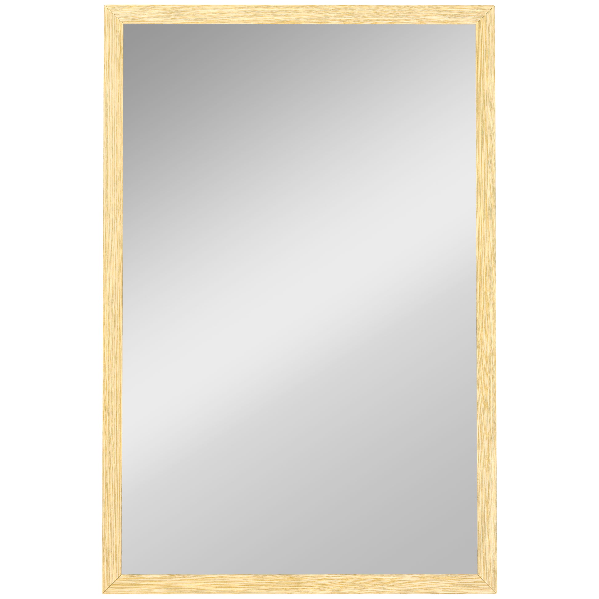 Photo of HOMCOM Wall Bathroom Mirror, 60 x 40 cm Wall-Mounted Mirror for Living Room, Bedroom, Hallway, Natural Wood Finish in Finish colour on a white background