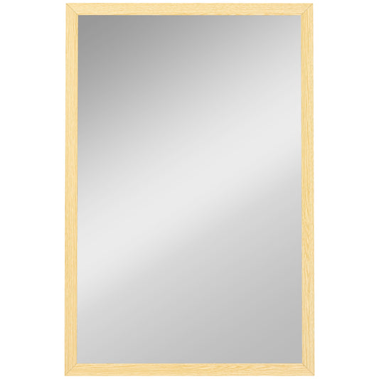 Photo of HOMCOM Wall Bathroom Mirror, 60 x 40 cm Wall-Mounted Mirror for Living Room, Bedroom, Hallway, Natural Wood Finish in Finish colour on a white background