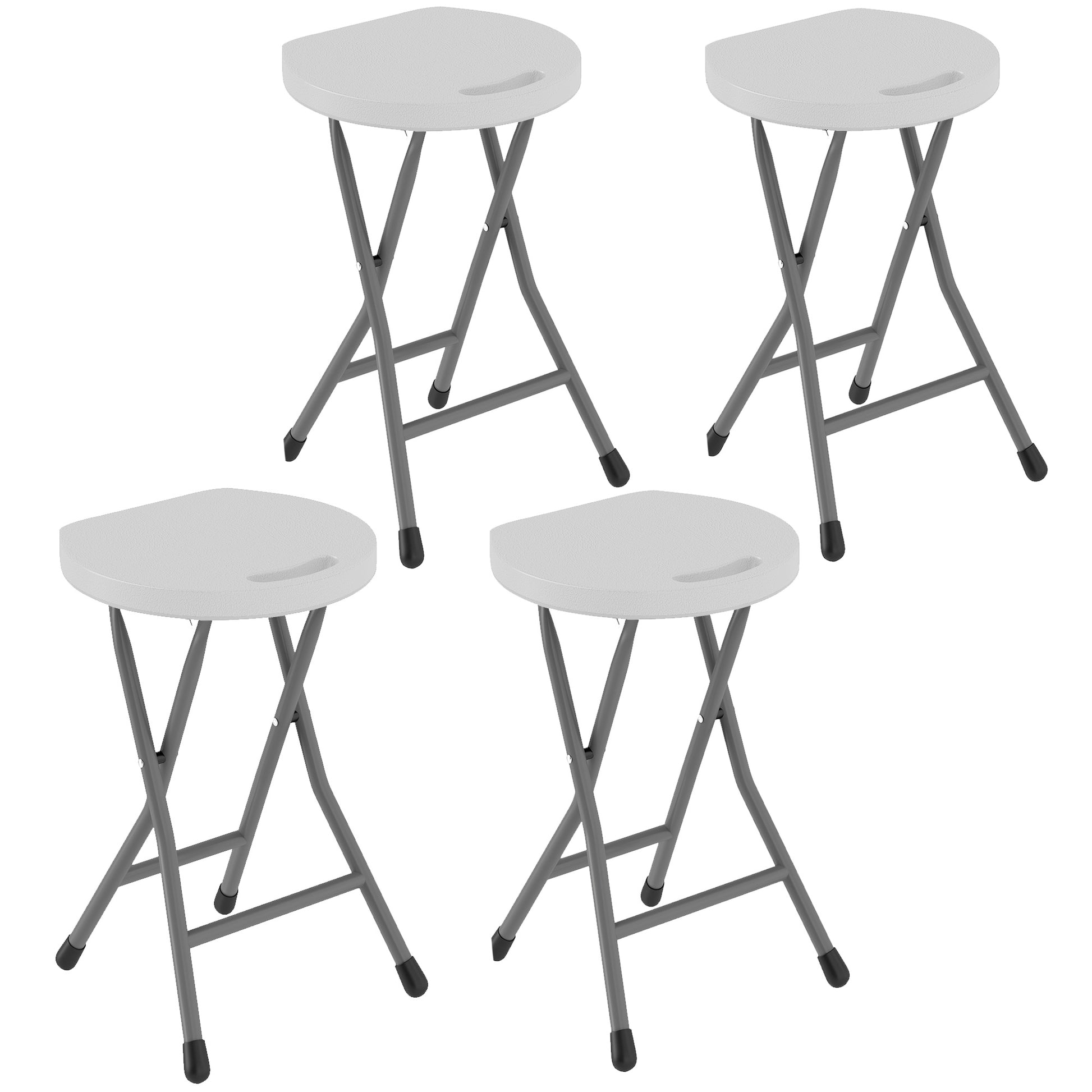 Photo of Outsunny Set of Four Folding Carry Stools - White in White colour on a white background