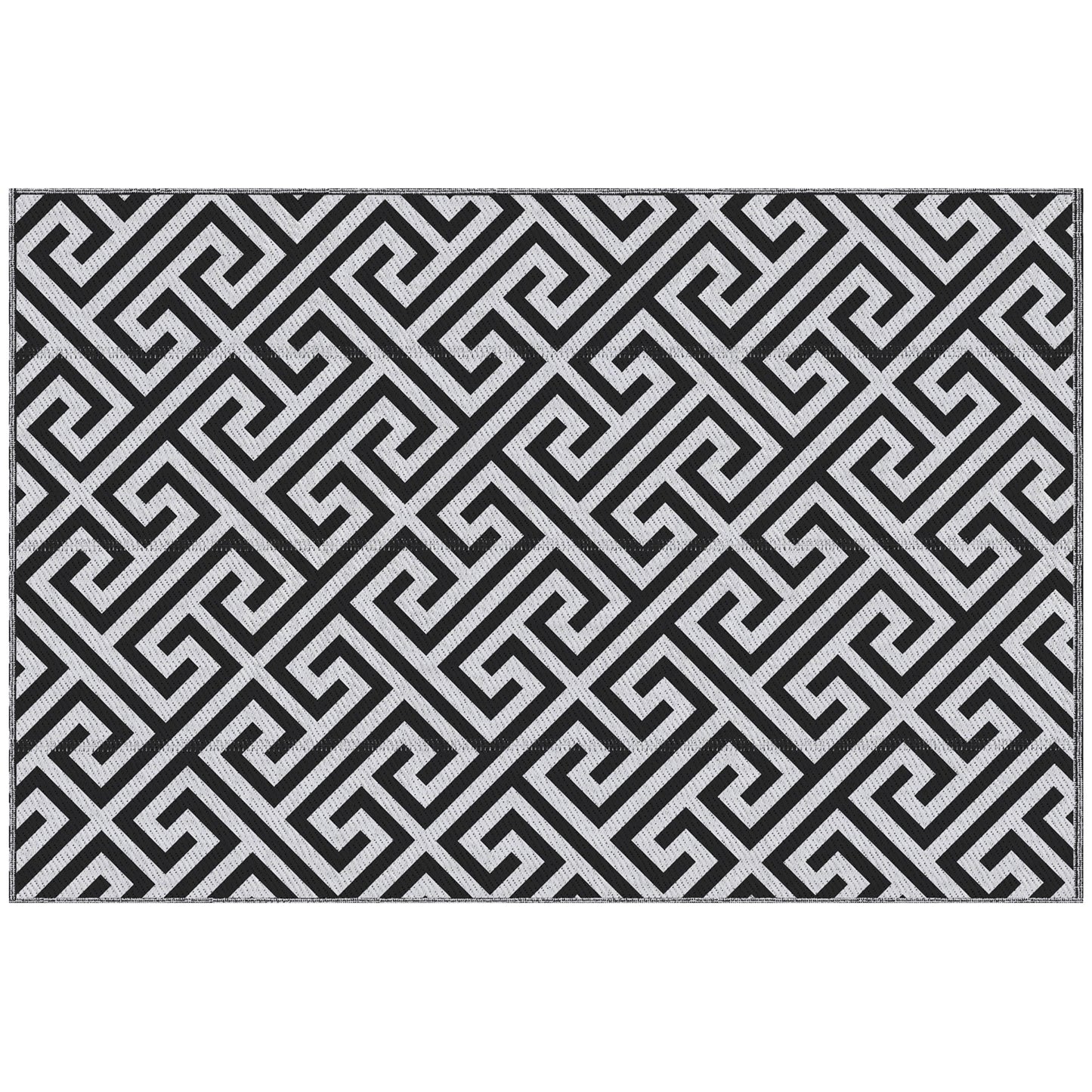 Photo of Outsunny 152 x 243 cm(5x 8ft) Outdoor Rug Reversible Mat Plastic Straw Rug Portable RV Camping Mat for Garden Deck Picnic Indoor, Black & White in White colour on a white background
