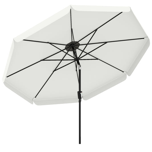 Photo of Outsunny 3 m Garden Parasol with Tilt Mechanism & Crank Handle, UPF 30+ Patio Umbrella Outdoor Table Umbrella, Cream White in White colour on a white background
