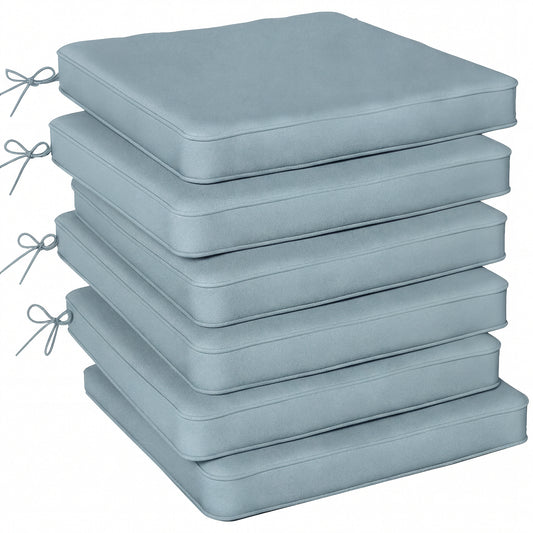Photo of Outsunny Set of 6 Chair Cushion Seat Pads Dining Chair w/ Straps, Indoor Outdoor Removable Tie On Garden Patio, Light Grey in Grey colour on a white background