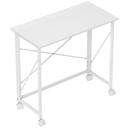 Photo of HOMCOM 80 cm Folding Desk on Wheels - White in White colour on a white background