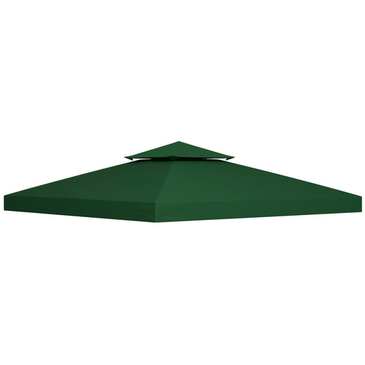 Photo of Outsunny 3(m) Gazebo Top Cover Double Tier Canopy Replacement Pavilion Roof Dark Green in Green colour on a white background