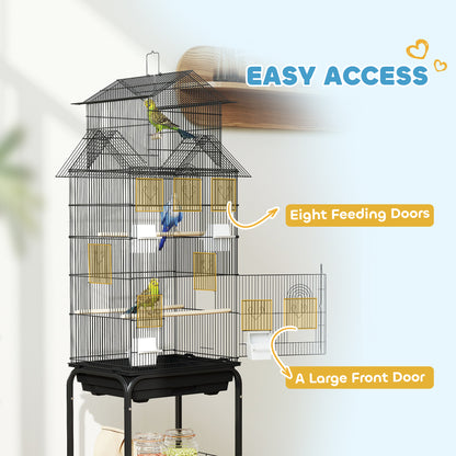 PawHut bird cage with multiple feeding doors and a large open front door