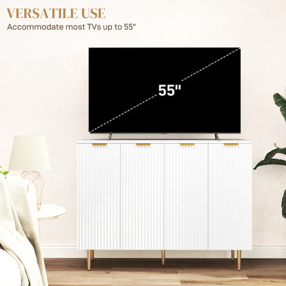 HOMCOM white ribbed-door sideboard supporting a TV up to 55 inches