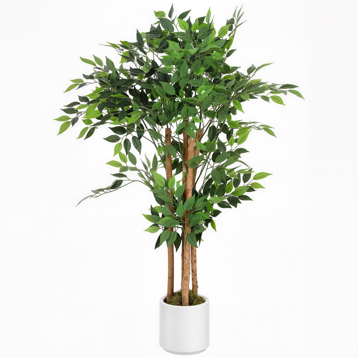 Photo of HOMCOM 120cm Artificial Ficus Tree, Fake Potted Tree with Solid Wood Trunk and Pot for Indoor, Green in Green colour on a white background