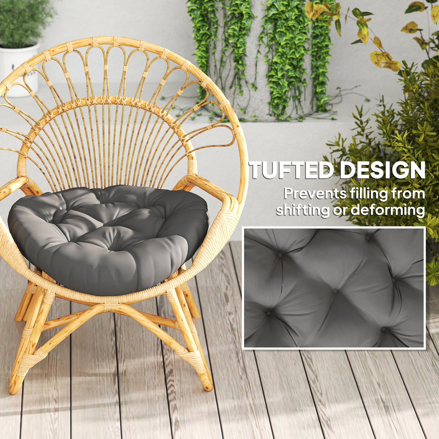 Outsunny Set of Two Φ60cm Outdoor Cushions - Dark Grey