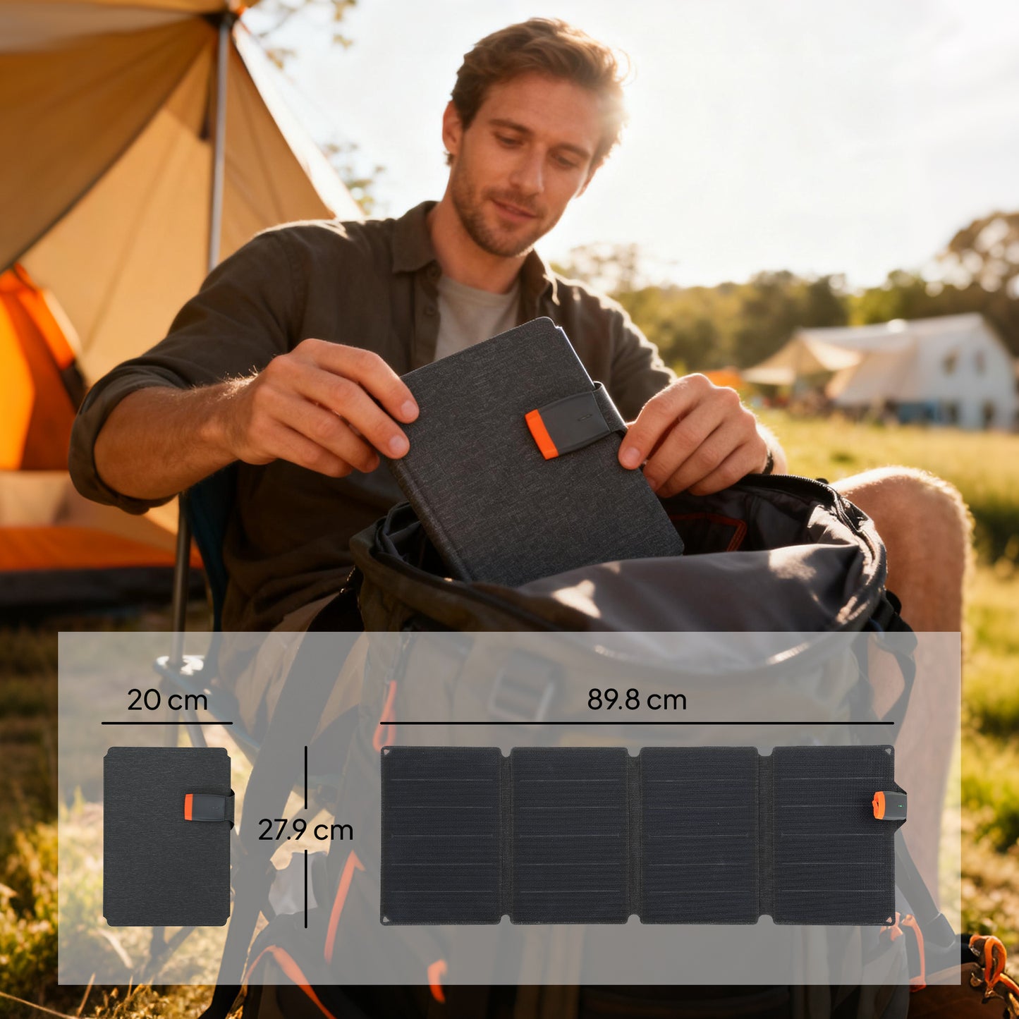 HOMCOM 36W Foldable Solar Panel, Portable Solar Charger Type-C to USB-A Charging Port, Power Supply for Outdoor