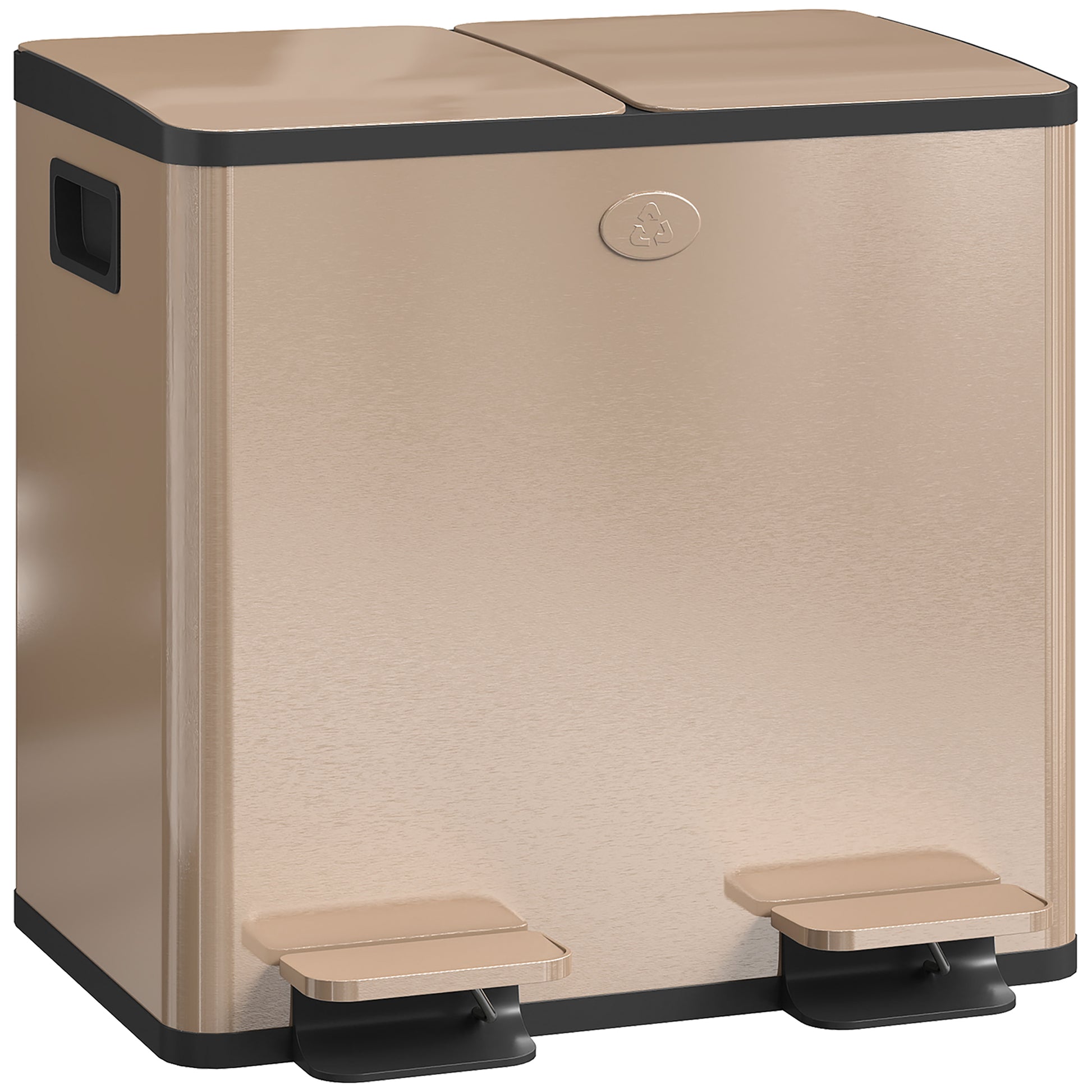 Photo of HOMCOM 30L Dual Compartment Stainless Steel Bin, with Deodoriser Holders - Gold Tone in Tone colour on a white background