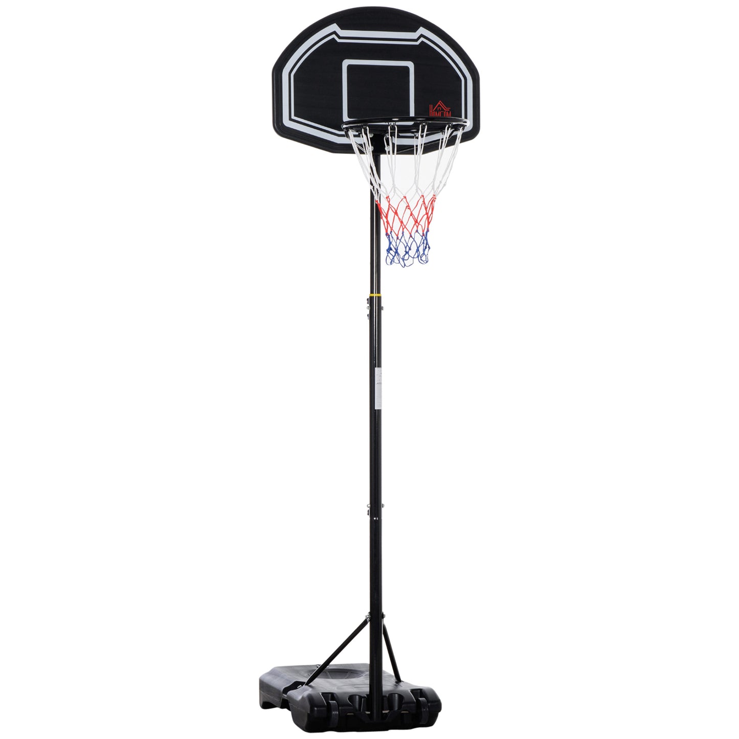 Photo of HOMCOM Adjustable Basketball Hoop and Stand, with Wheels and Weight Base Black in Black colour on a white background