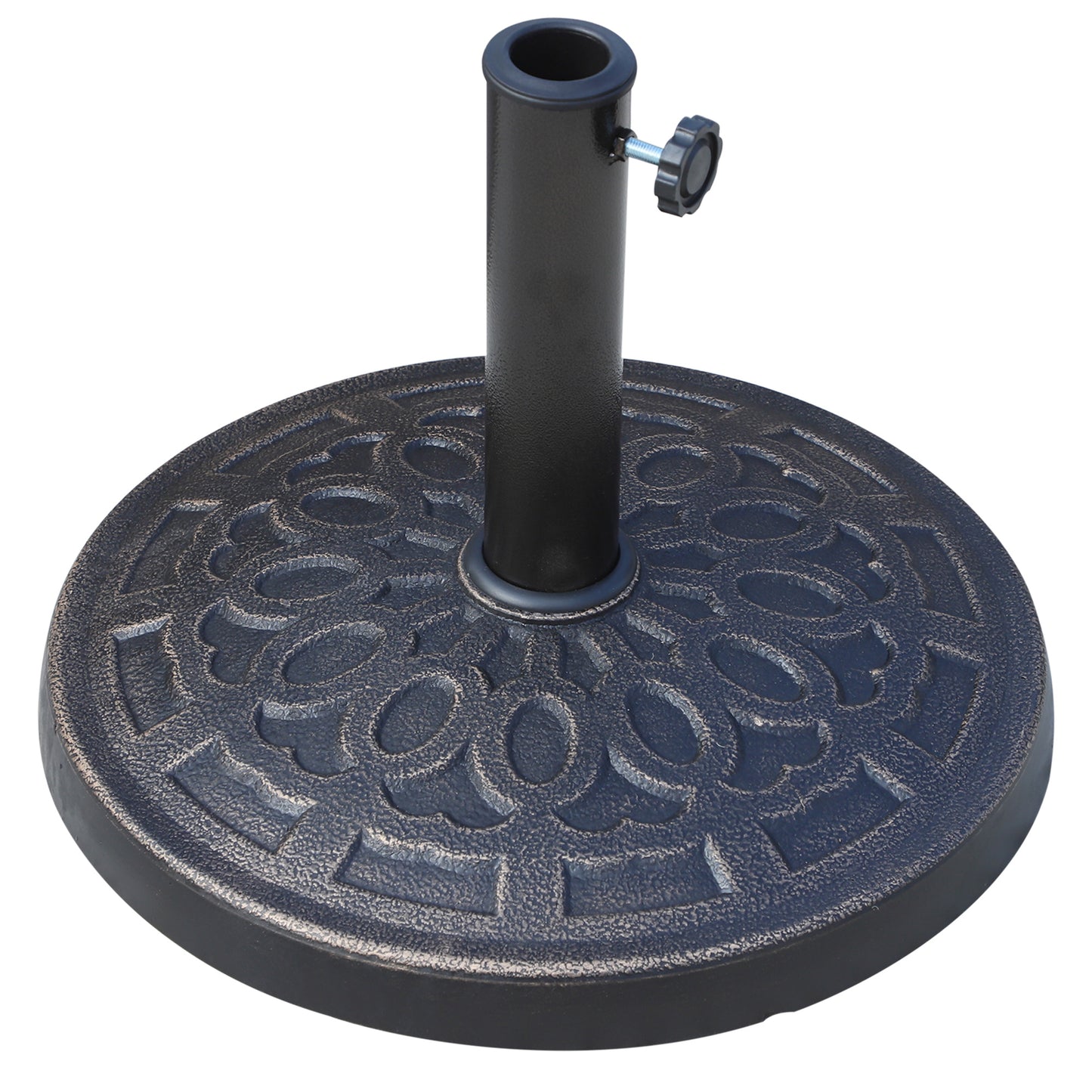 Photo of Outsunny 12kg Garden Parasol Base, Round Resin Sun Umbrella Base, Outdoor Umbrella Stand for 38mm or 48mm Outdoor Umbrella Poles, Bronze Tone in Tone colour on a white background