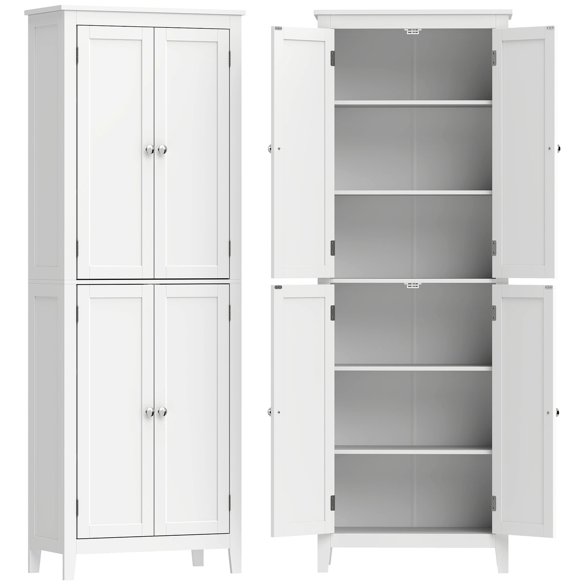 Photo of HOMCOM 170 cm Tall Bathroom Storage Cabinet, Freestanding Narrow Bathroom Cabinet with Adjustable Shelves for Laundry Room in Room colour on a white background