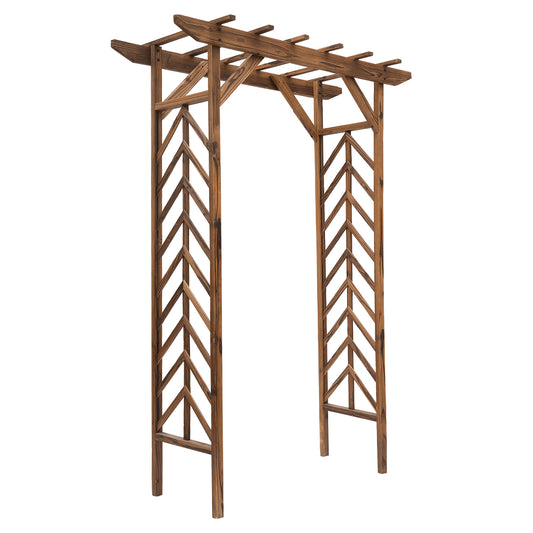Photo of Outsunny Wooden Garden Arbor, Arch Trellis with Classic Countryside Style, Pergola Style Roof for Climbing Vines in Vines colour on a white background
