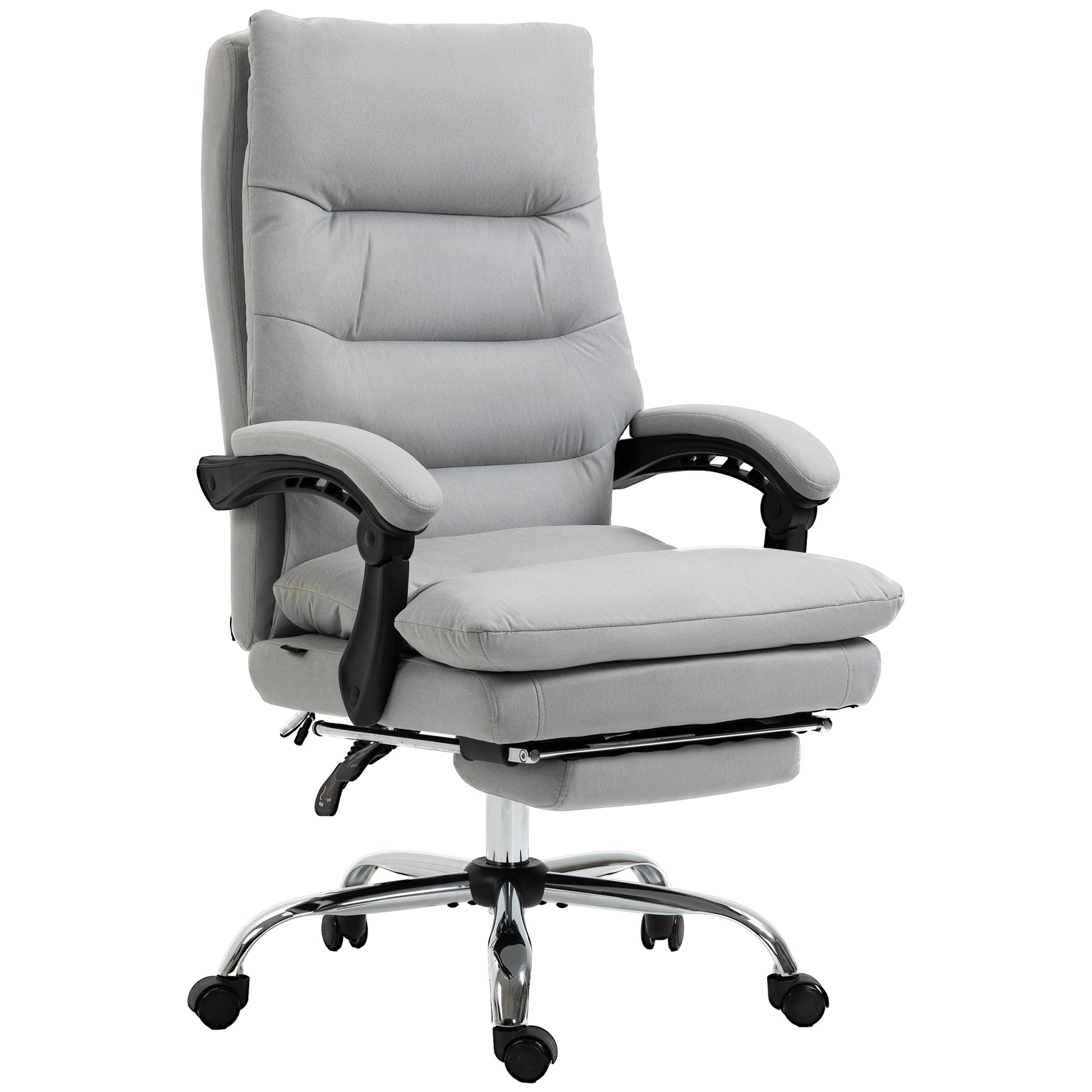 Photo of Vinsetto Office Chair with Footrest, Double Padding Ergonomic Desk Chair with 6-Point Vibration Massage and Back Heating, Microfibre Fabric with 135° Reclining Back, Grey in Grey colour on a white background