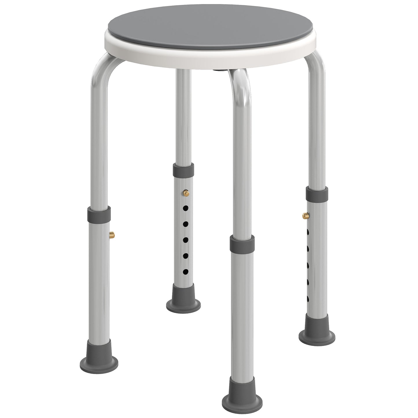 Photo of HOMCOM 360° Swivel Shower Chair, Height Adjustable Aluminium Shower Stool with Non-Slip Feet for Disabled, Elderly, Grey in Grey colour on a white background