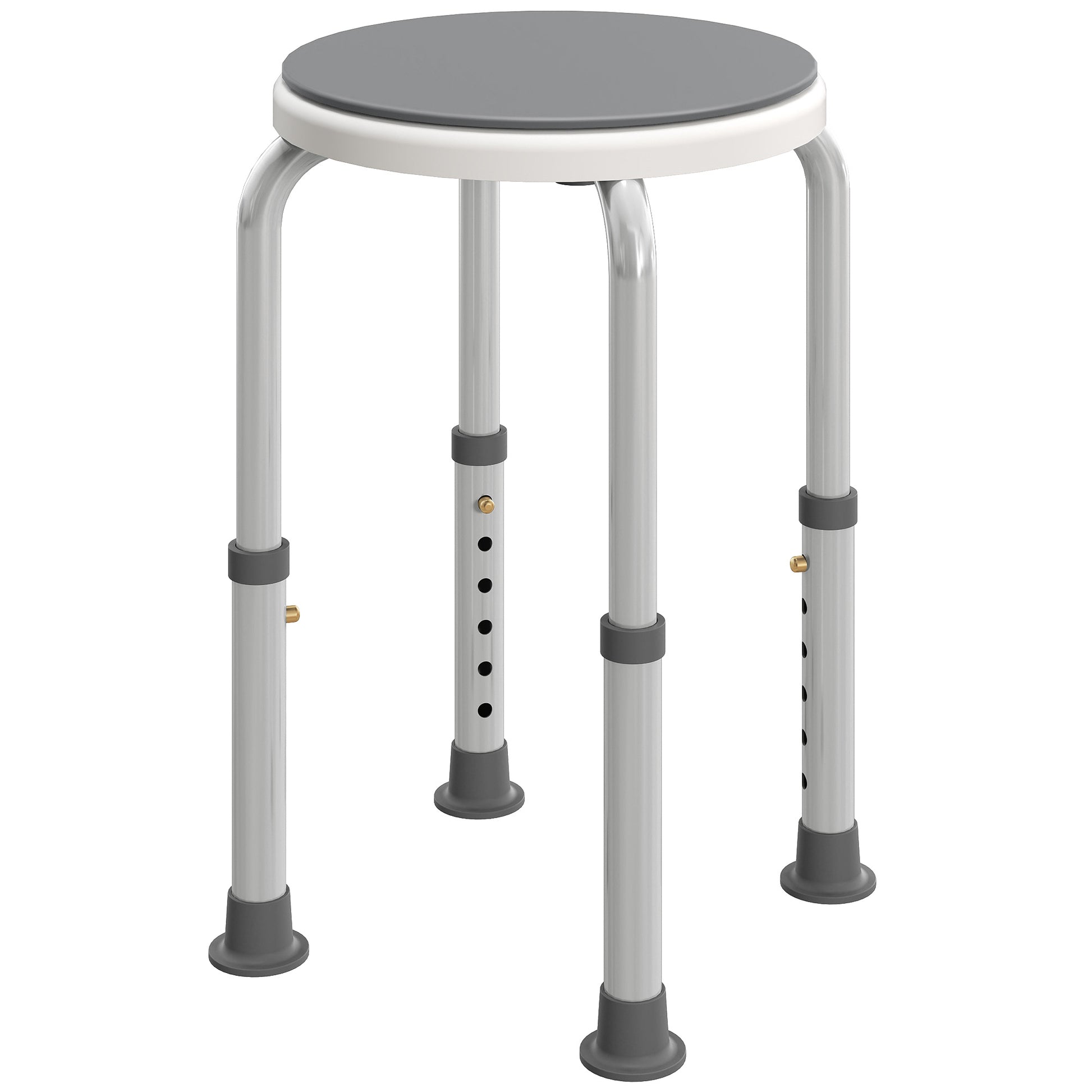 Photo of HOMCOM 360° Swivel Shower Chair, Height Adjustable Aluminium Shower Stool with Non-Slip Feet for Disabled, Elderly, Grey in Grey colour on a white background