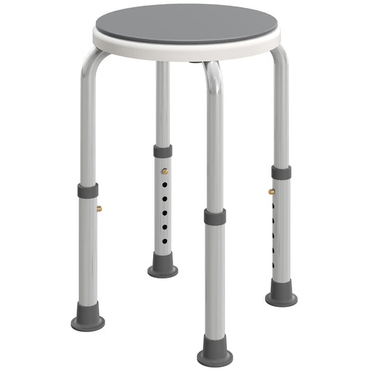 Photo of HOMCOM 360° Swivel Shower Chair, Height Adjustable Aluminium Shower Stool with Non-Slip Feet for Disabled, Elderly, Grey in Grey colour on a white background