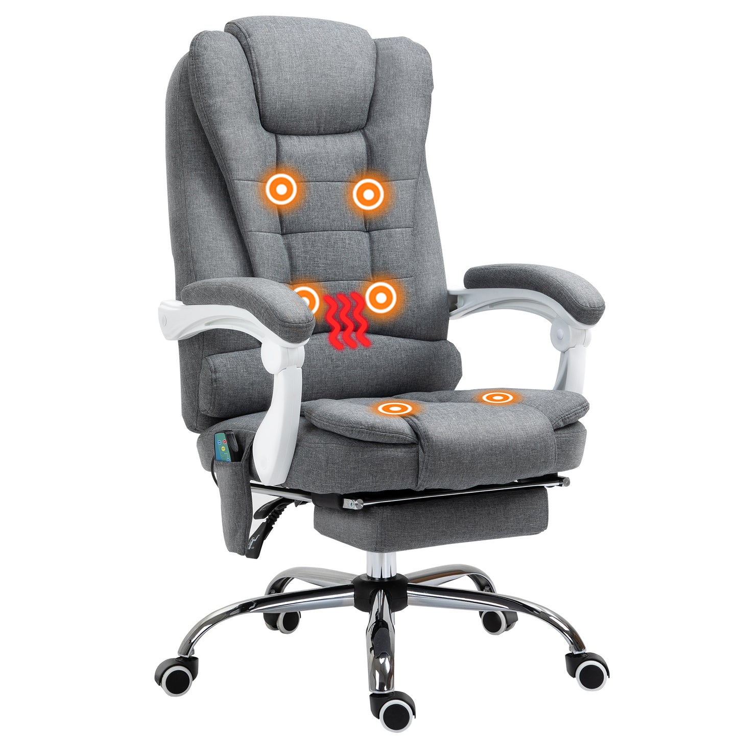 Photo of Vinsetto Heated 6 Points Vibration Massage Executive Office Chair Adjustable Swivel Ergonomic High Back Desk Chair Recliner with Footrest Grey in Grey colour on a white background