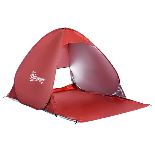 Photo of Outsunny Pop-up Portable Beach Tent-Red in Tent-Red colour on a white background