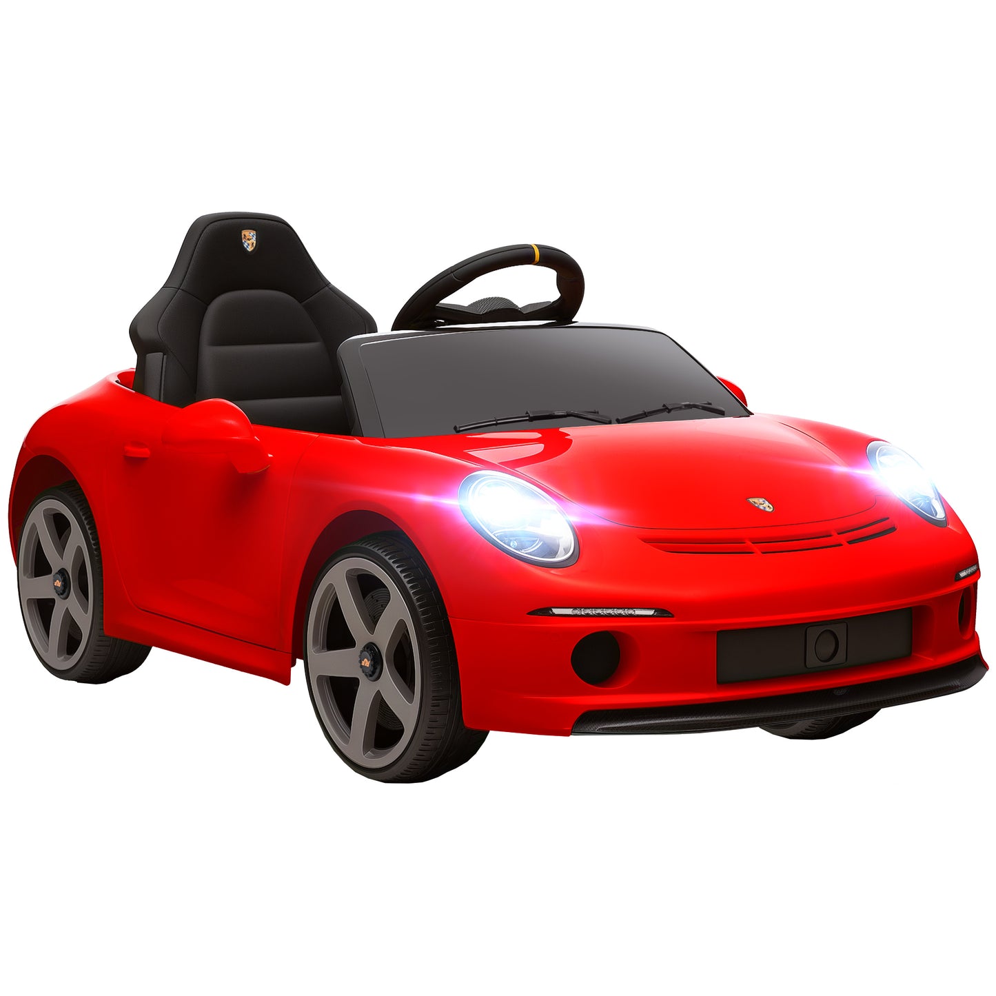 Photo of AIYAPLAY Kids Electric Car, 12V Licensed RUF GT Ride on Car with Suspension, Remote Control, Music, for 3-5 Years, Red in Red colour on a white background