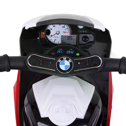 HOMCOM BMW ride-on motorcycle cockpit with handlebars, instrument panel and dashboard controls