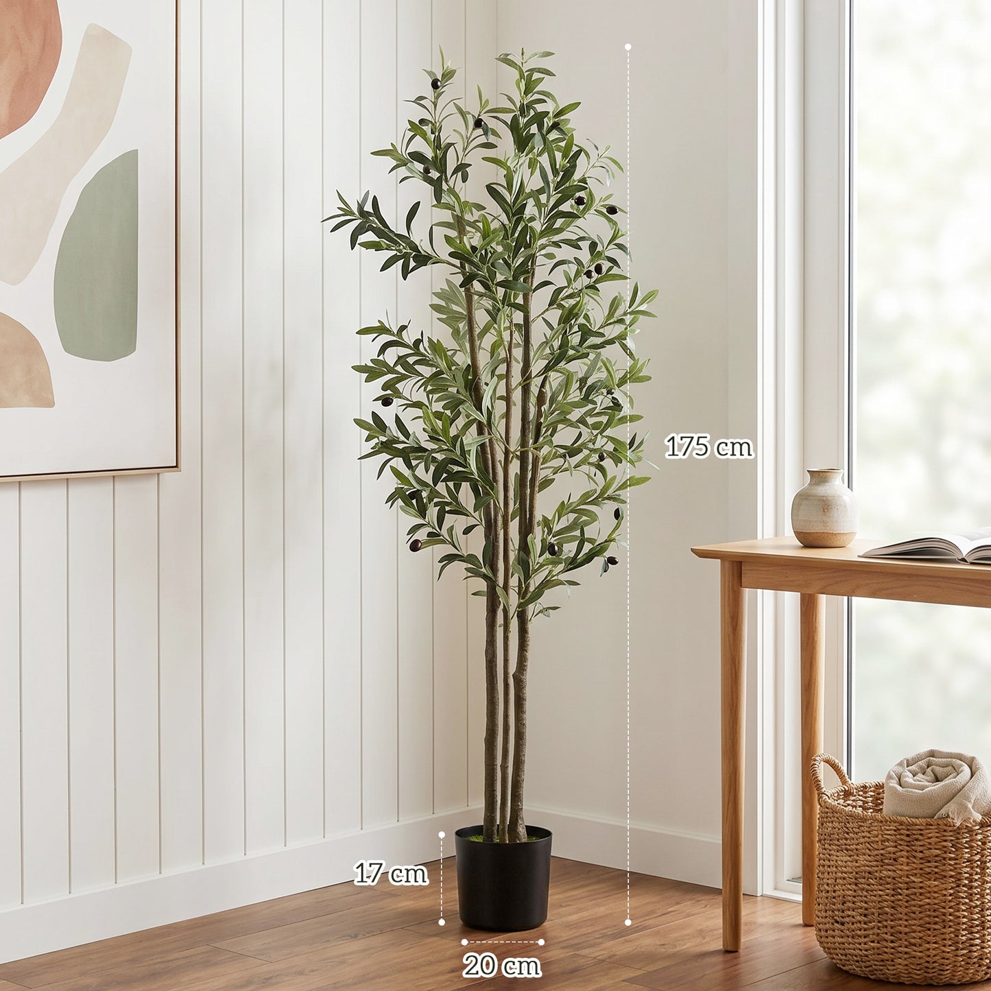 HOMCOM Decorative Artificial Plant, 175 cm Silk Olive Tree with 787 Leaves in Cement Pot, Fake Plant
