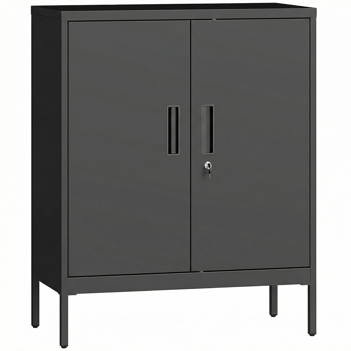 Photo of HOMCOM Metal Storage Cabinet with Lock and Adjustable Shelves - Black in Black colour on a white background