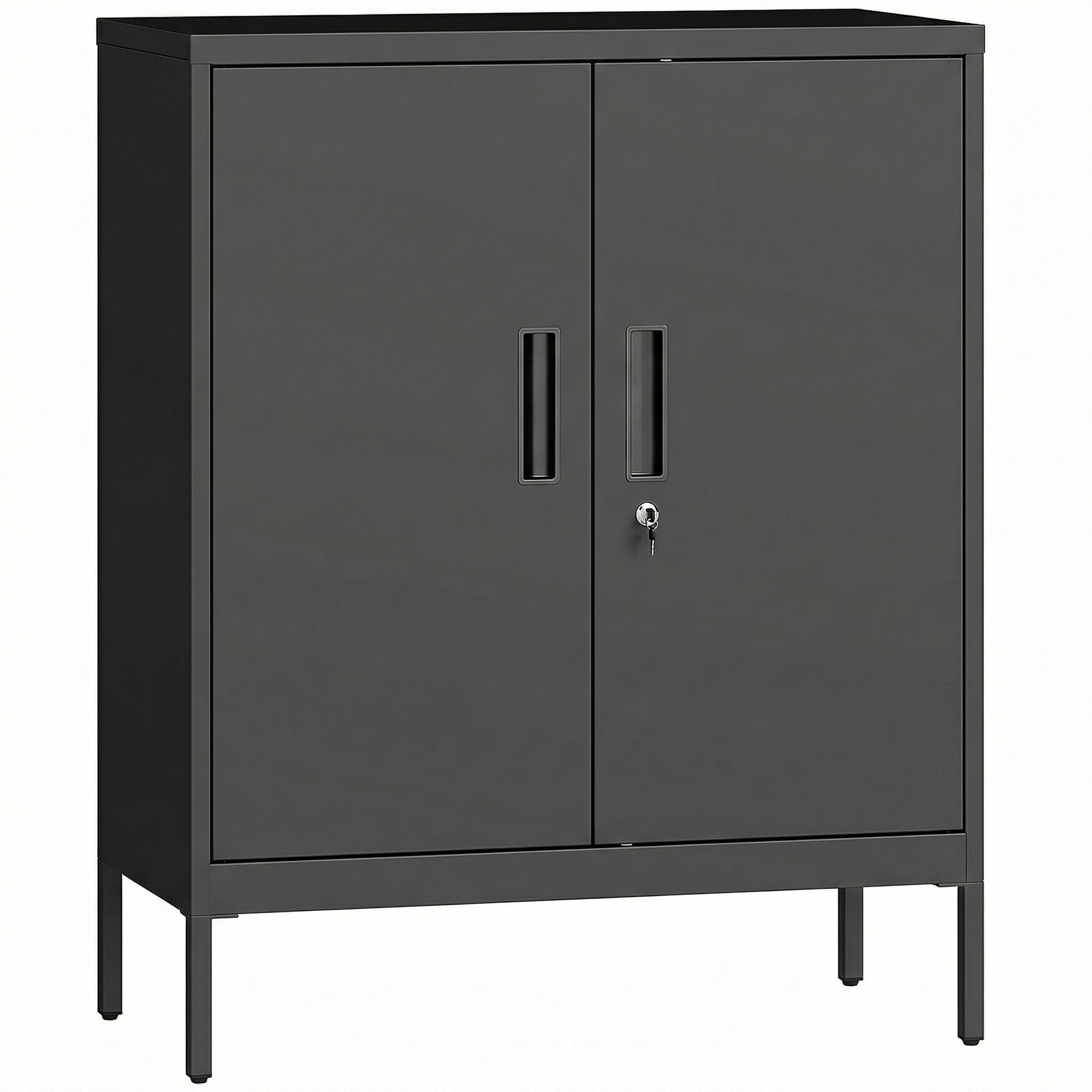 Photo of HOMCOM Metal Storage Cabinet with Lock and Adjustable Shelves - Black in Black colour on a white background