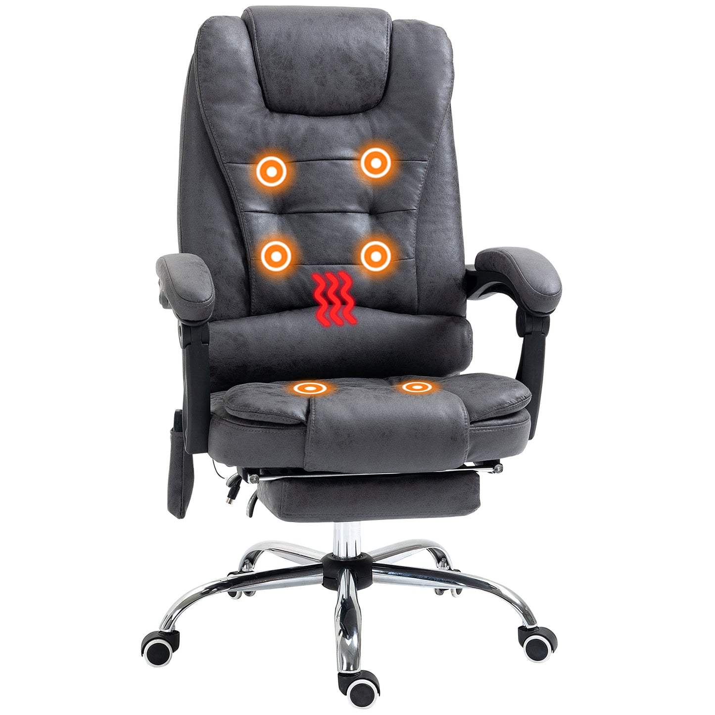 Photo of Vinsetto Heated 6 Points Vibration Massage Executive Office Chair Adjustable Swivel Ergonomic High Back Desk Chair Recliner with Footrest Dark Grey in Grey colour on a white background