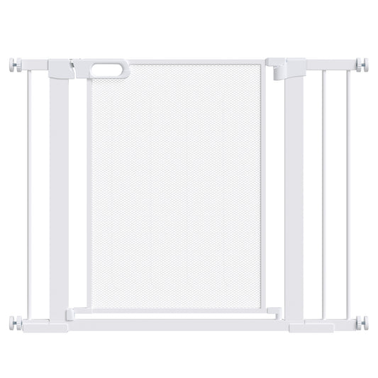 Photo of PawHut Pet Safety Gate, for Doorways, Staircases, Hallways, with Extensions Kit, 75-103cm - White in White colour on a white background