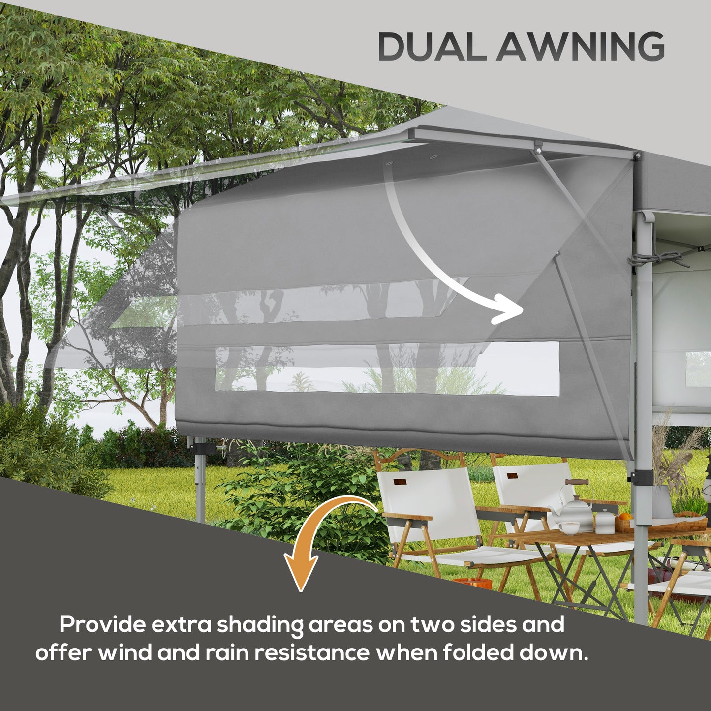 Outsunny 3 x 3m Height Adjustable Pop-Up Gazebo, with Accessories - Grey