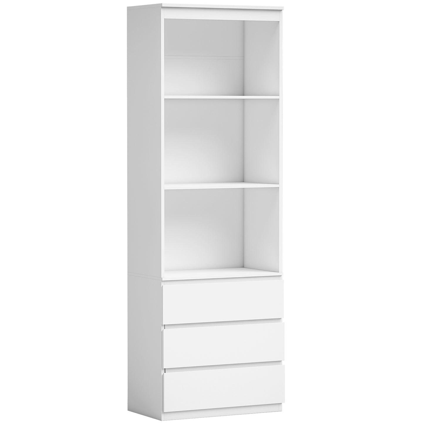 Photo of HOMCOM 180cm Tall Bookcase, with Shelves and Drawers - White in White colour on a white background