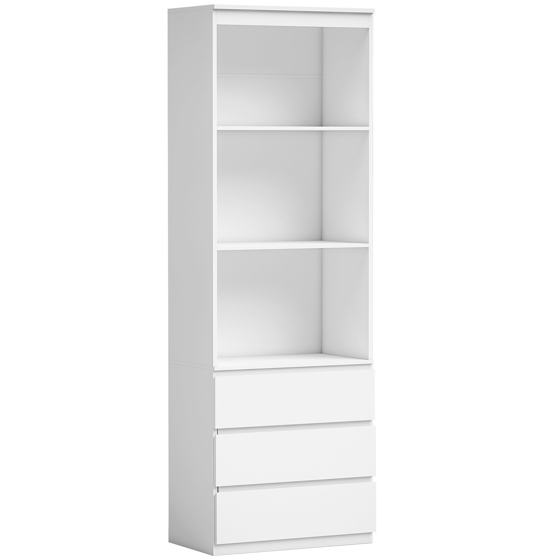 Photo of HOMCOM 180cm Tall Bookcase, with Shelves and Drawers - White in White colour on a white background