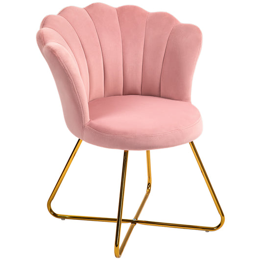 Photo of HOMCOM Velvet-Feel Lotus Petal Accent Chair - Pink in Pink colour on a white background