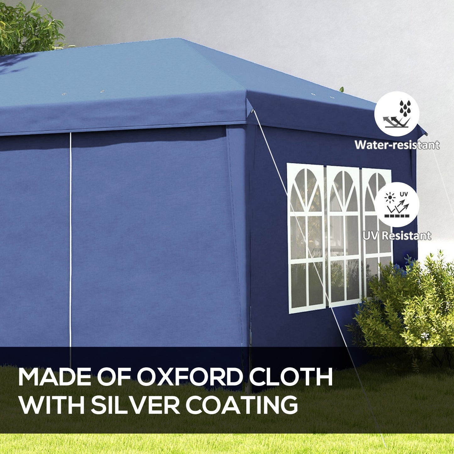 Outsunny 3x6m Pop-Up Gazebo, with Curtain Walls and Windows, Blue