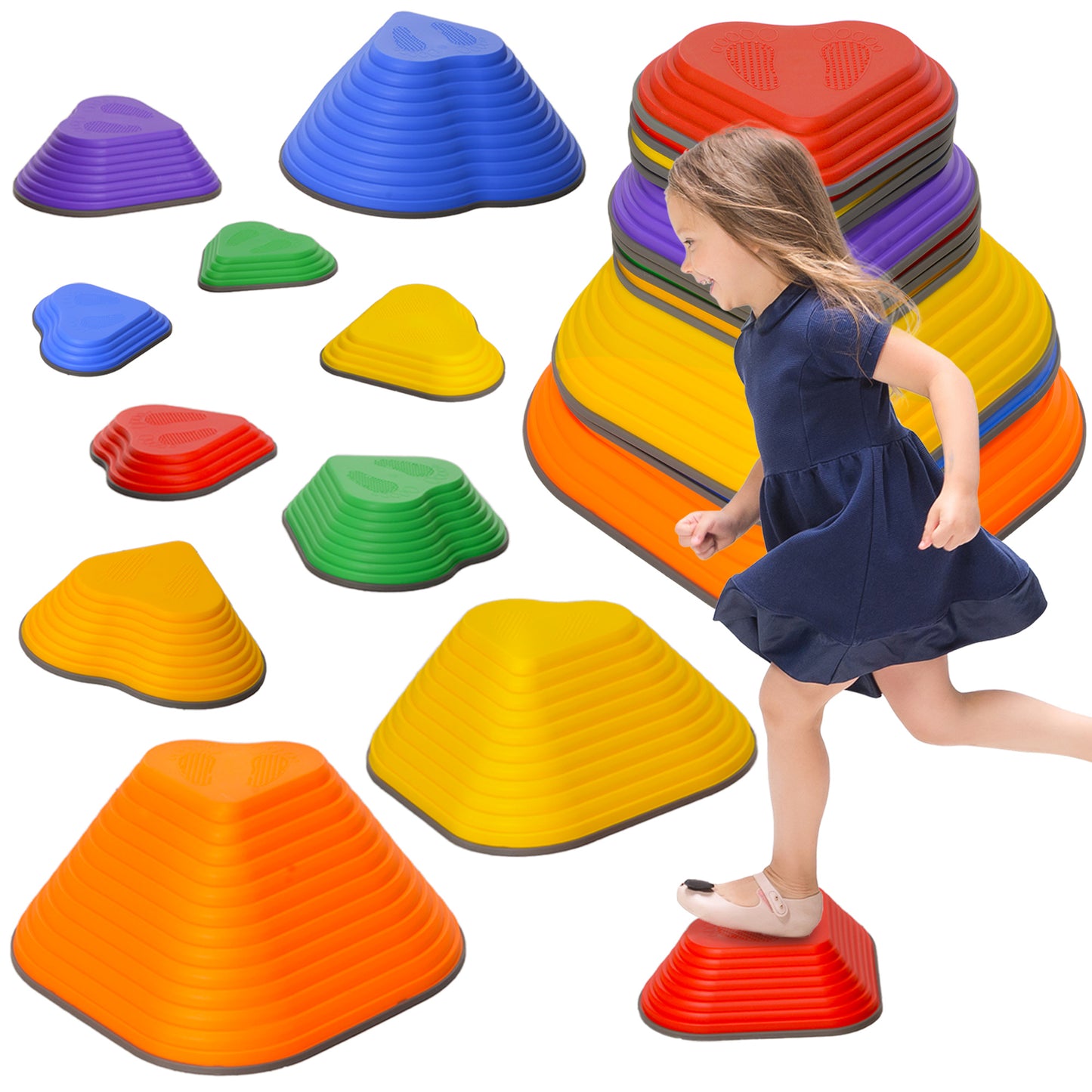 Photo of AIYAPLAY 11-Piece Heart-Shaped Kids Balance Stepping Stones and Motor Skills, Multicoloured in Multicoloured colour on a white background