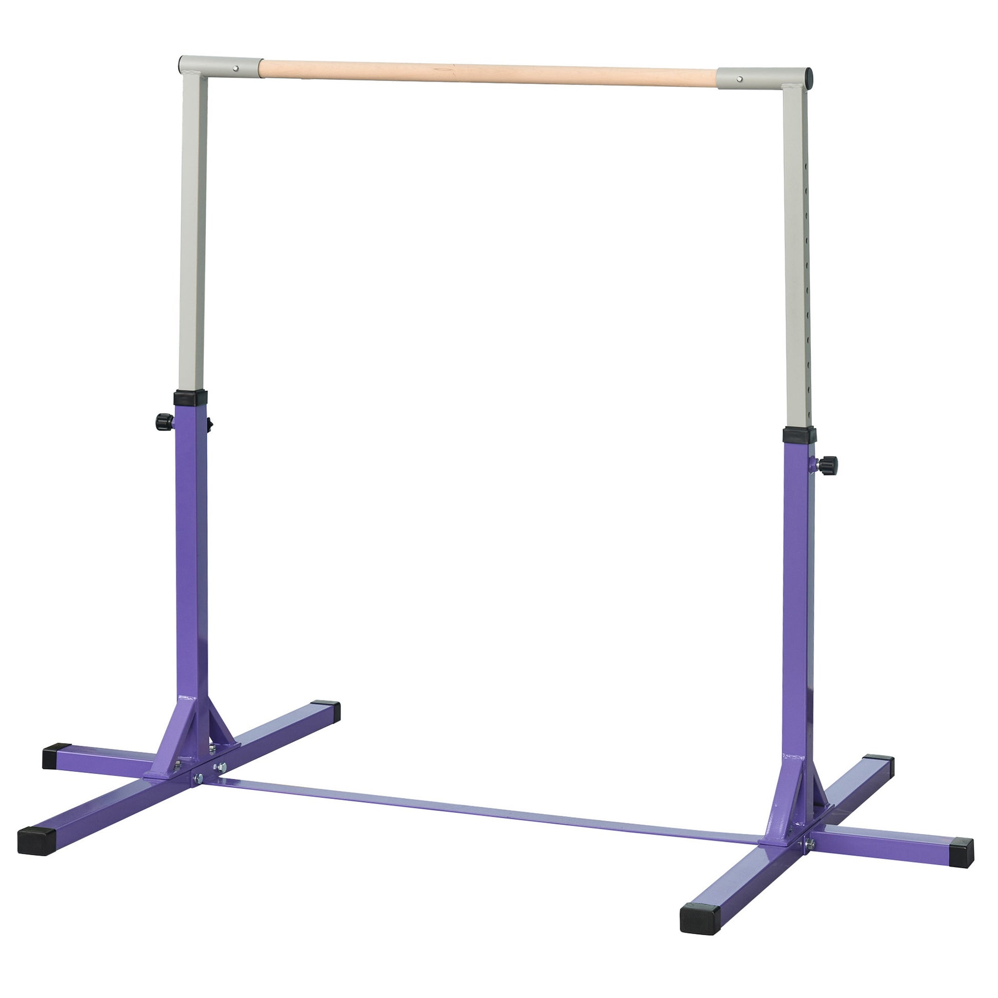 Photo of HOMCOM Steel Frame Adjustable Horizonal Gymnastics Bar For Kids Home Gym Training Purple in Purple colour on a white background