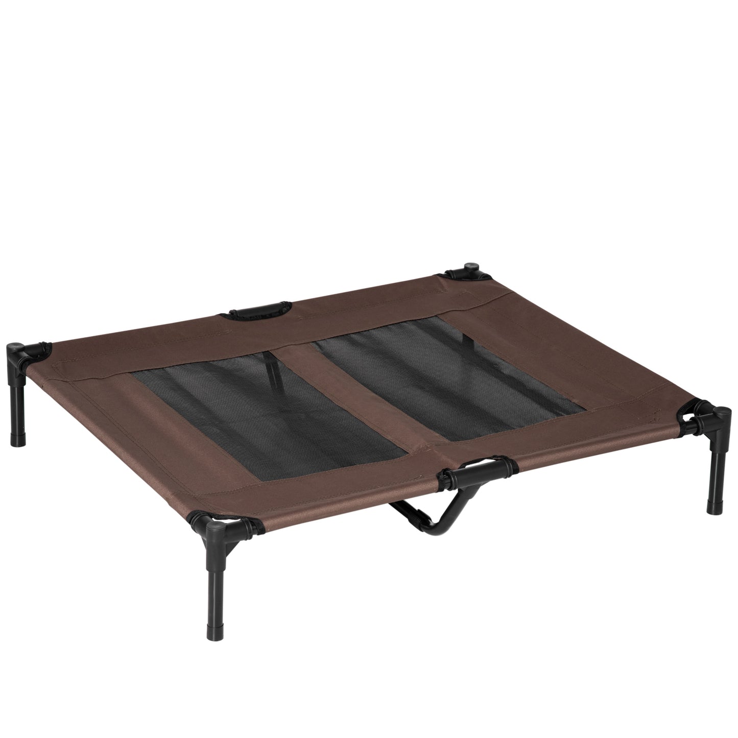Photo of PawHut Large Raised Dog Bed Cat Elevated Lifted Cooling Portable Camping Basket Outdoor Indoor Mesh Pet Cot Metal Frame Brown in Brown colour on a white background
