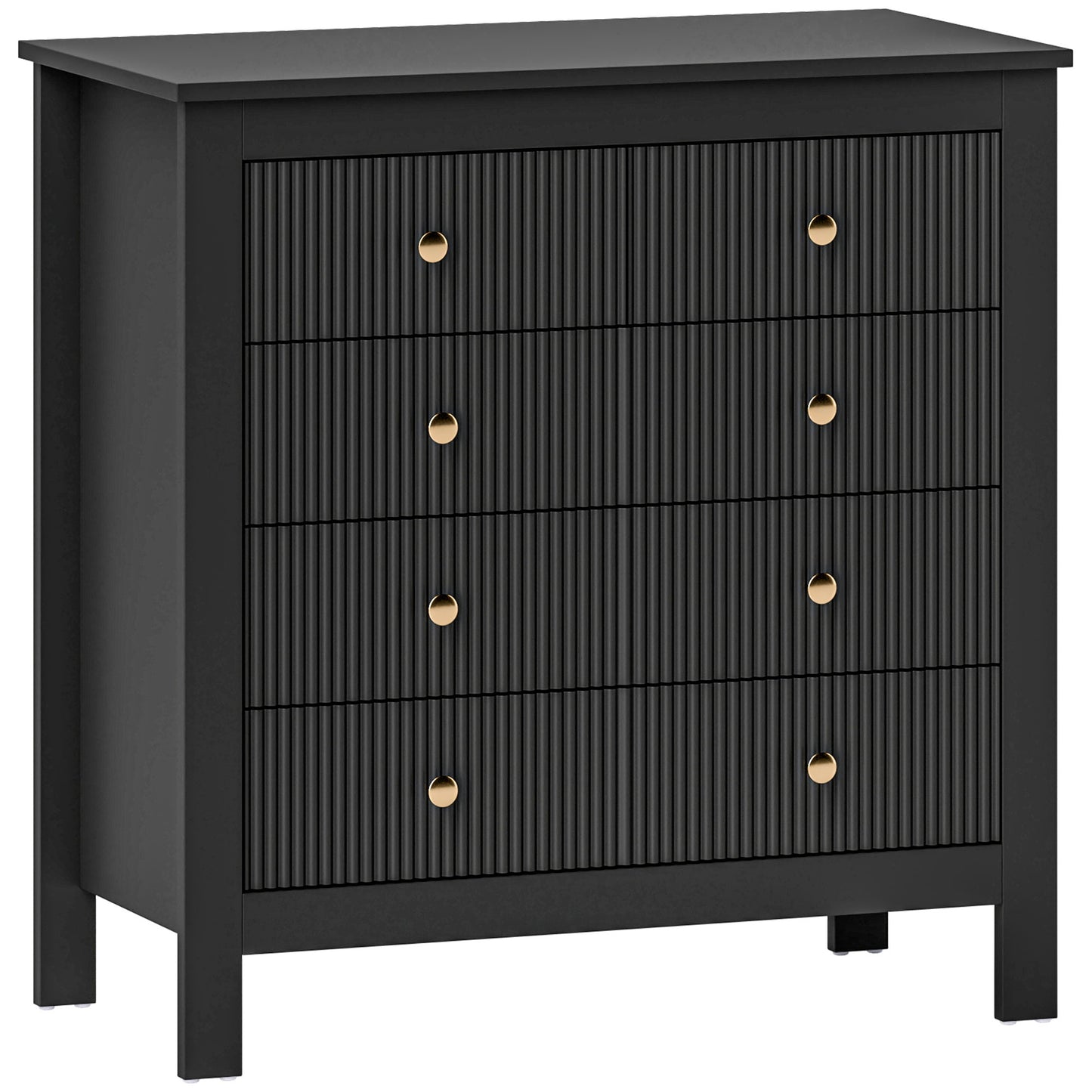 Photo of HOMCOM Elegant Chest of Five Drawers - Black in Black colour on a white background