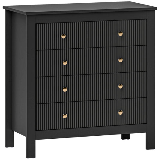 Photo of HOMCOM Elegant Chest of Five Drawers - Black in Black colour on a white background