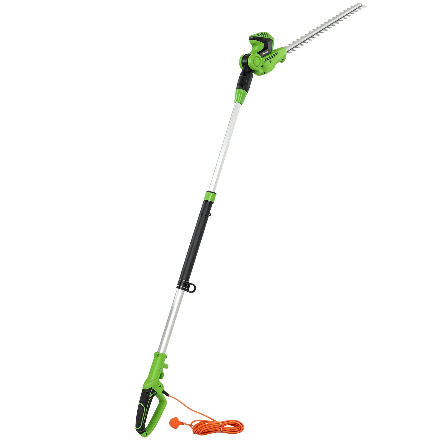 Photo of Outsunny 2.6m Corded Extendable Hedge Trimmer with 90° Adjustable Head, 450W Telescopic Electric Hedge Cutter Long Reach in Reach colour on a white background