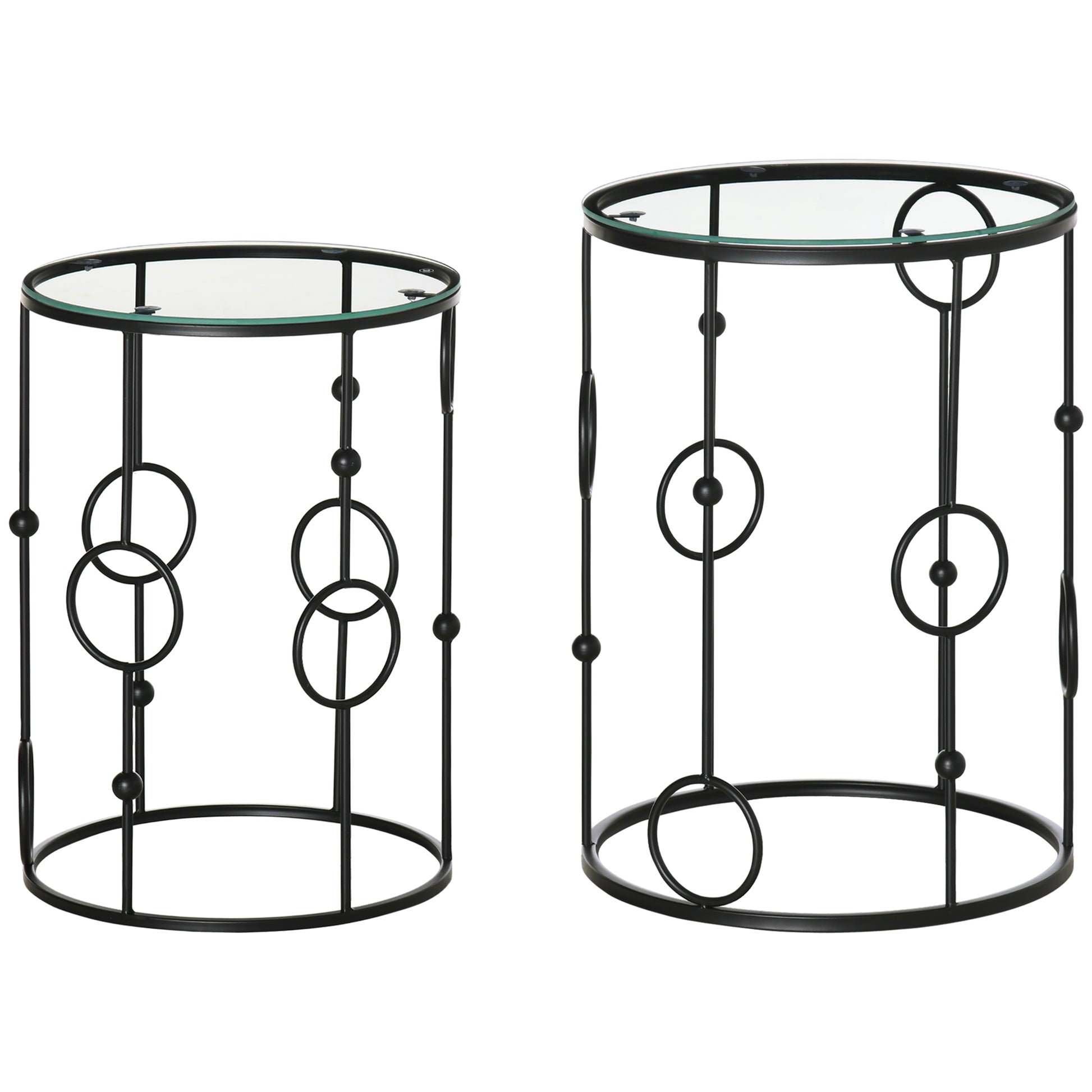Photo of HOMCOM Nesting Round Coffee Table Set of 2 - Black in Black colour on a white background