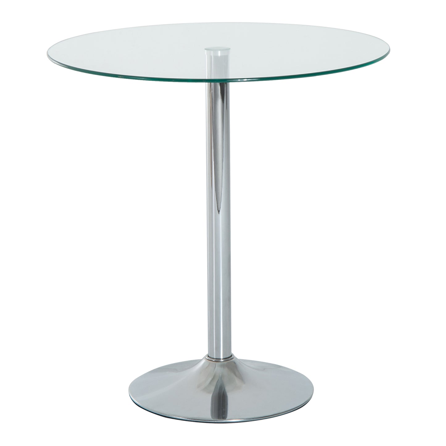 Photo of HOMCOM Round Dining Table, Modern Dining Room Table with Tempered Glass Top, Steel Base, Space Saving Small Bar Table in Table colour on a white background
