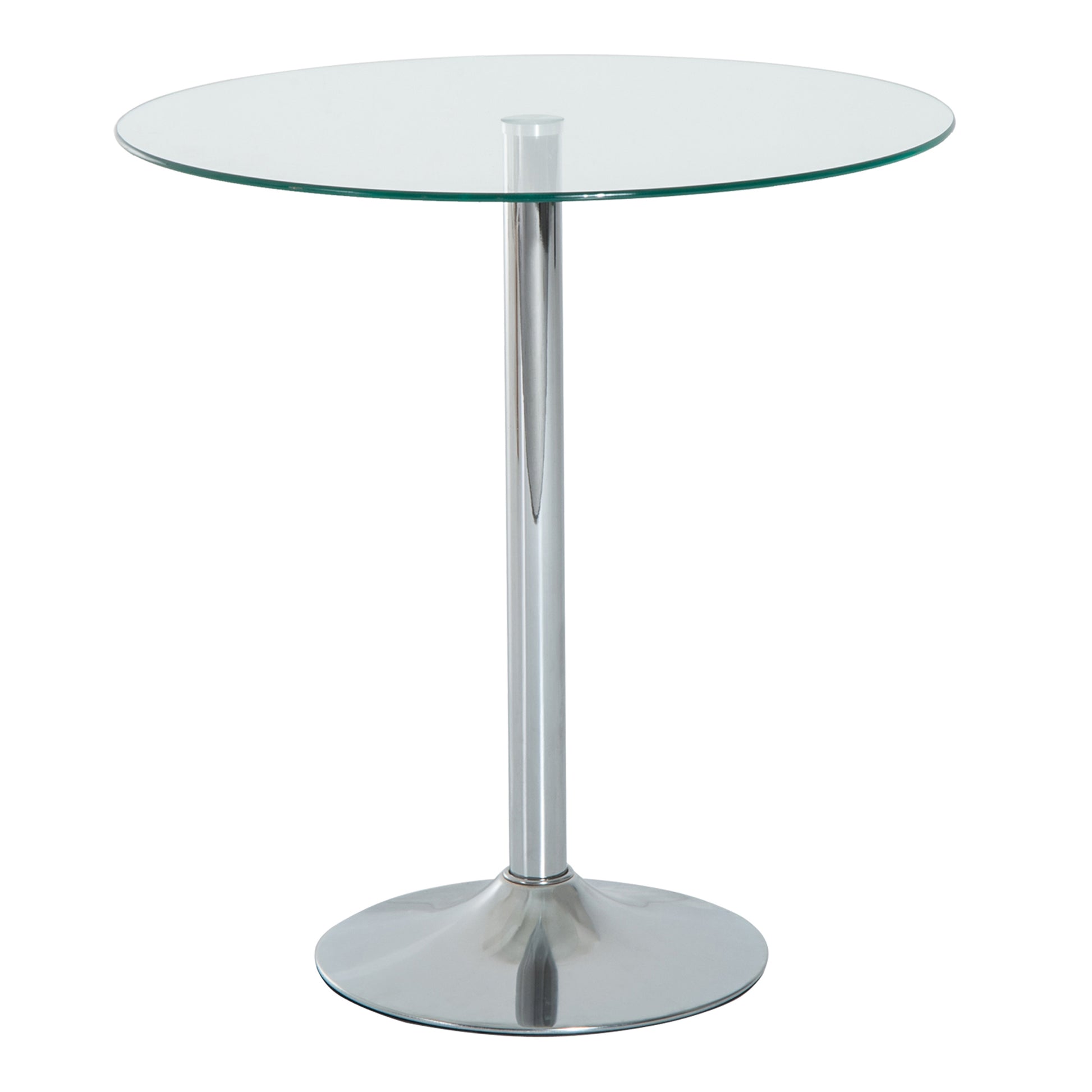 Photo of HOMCOM Round Dining Table, Modern Dining Room Table with Tempered Glass Top, Steel Base, Space Saving Small Bar Table in Table colour on a white background
