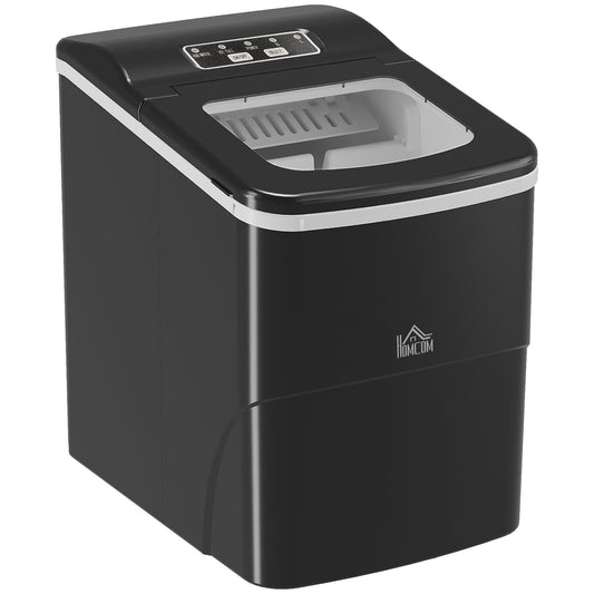 Photo of HOMCOM 12kg Countertop Ice Cube Machine, with Scoop - Black in Black colour on a white background